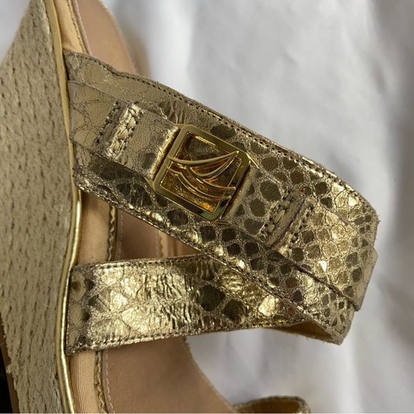 Sperry Top Sider Maris Jute Gold Python Slip-On Wedge Sandal - Picture 9 of 11